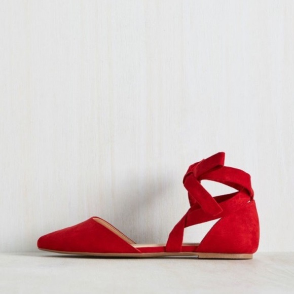 Red Ballet Vintage Comfortable Flats Soft Suede - Picture 4 of 10